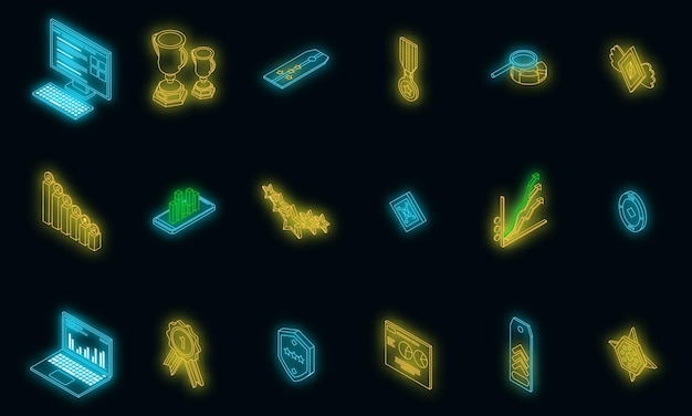 Ranking icons set vector neon