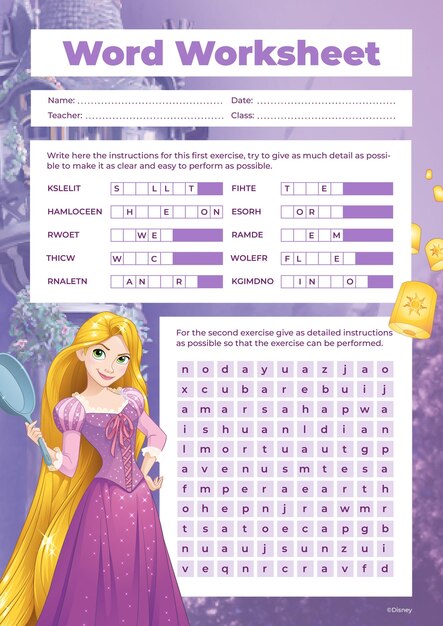 Vector rapunzel tangled worksheet