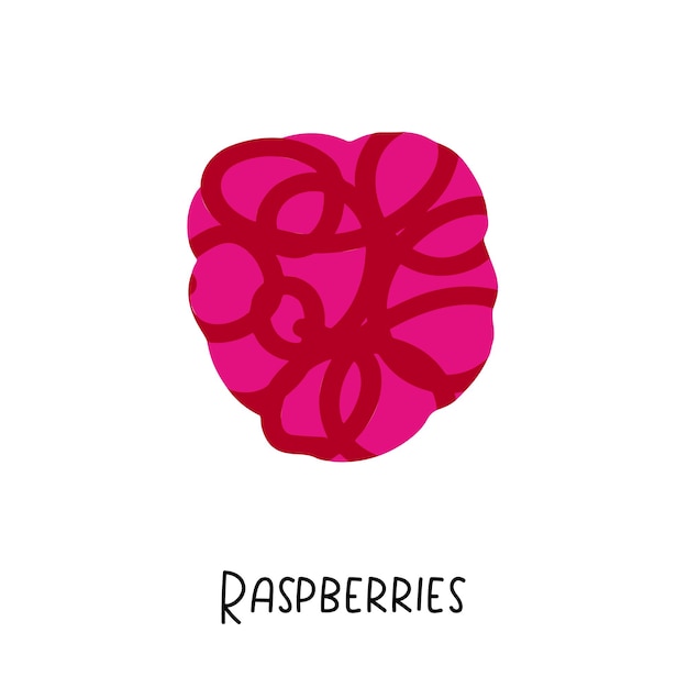 Raspberries illustration with texture isolated on white background