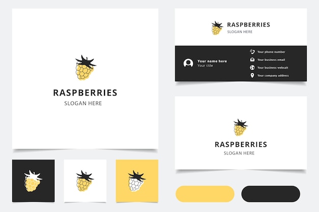 Raspberries logo design with editable slogan branding book