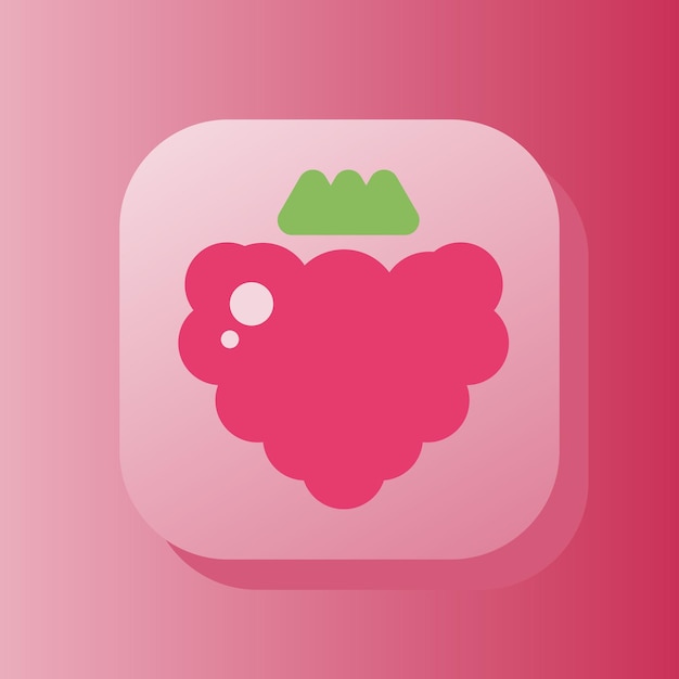 Raspberry fruit square button outline icon pink berry Healthy nutrition concept Flat symbol sign vector illustration isolated on pink background