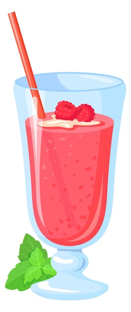 Raspberry lemonade cartoon icon Fresh drink glass