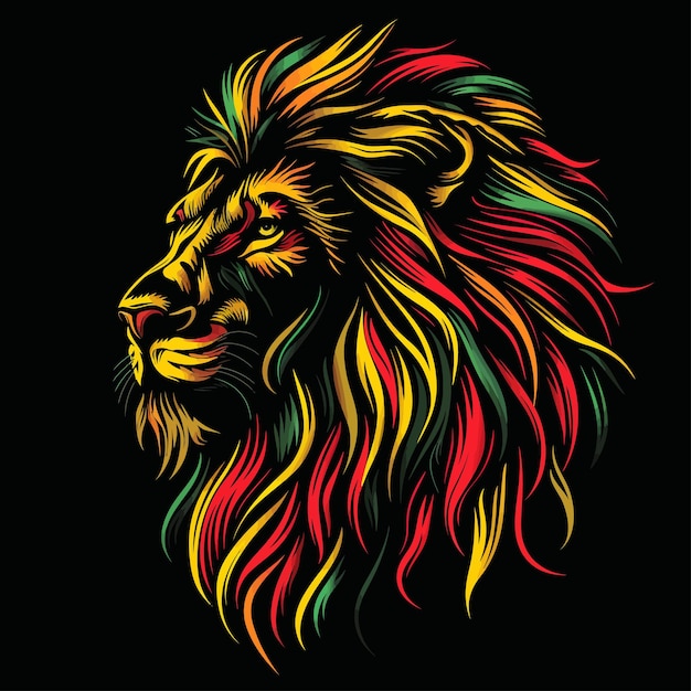 Rasta_theme_with_lion_head_on_black_background