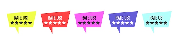 Rate us Speech bubble on white background Vector