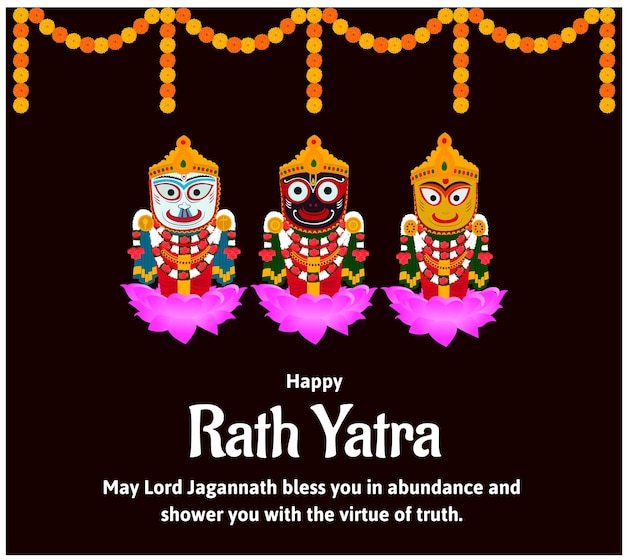 Ratha Yatra Indian Festival Celebration Vector Illustration