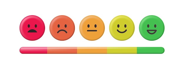 Rating scale or pain scale in the form of emoticons From red to green smiley Vector clipart