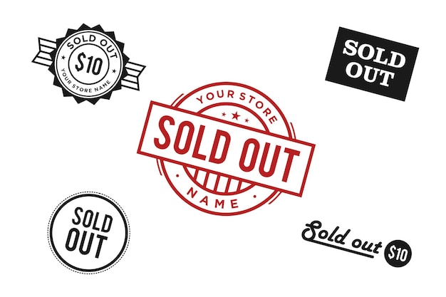 Rating Sold Out Stamp Badge Emblem Logo for Done Deal Buy Sell Product Online Store logo design