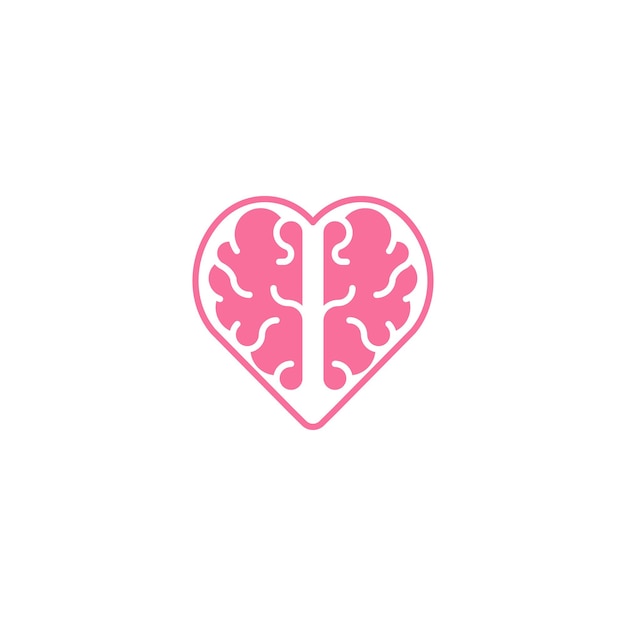 Rational love brain heart Vector logo icon template