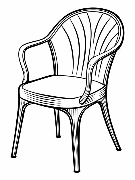 Vector rattan chair coloring book pages for children and adults with vector design