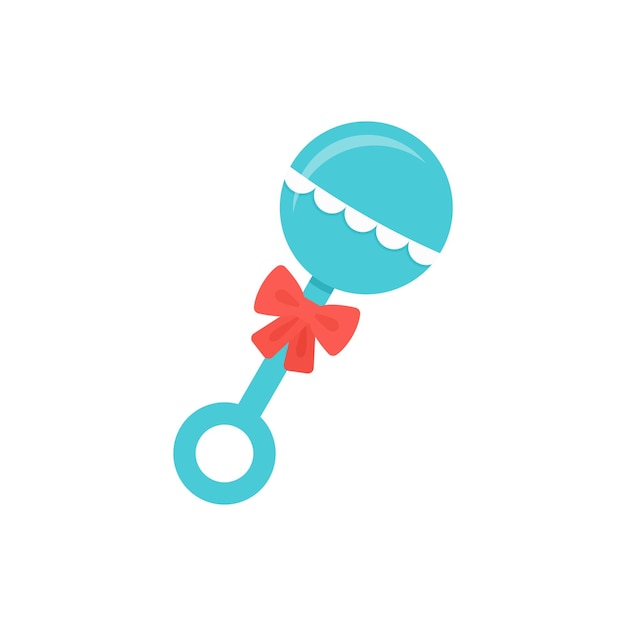 Rattle baby toy in flat design Vector cartoon illustration