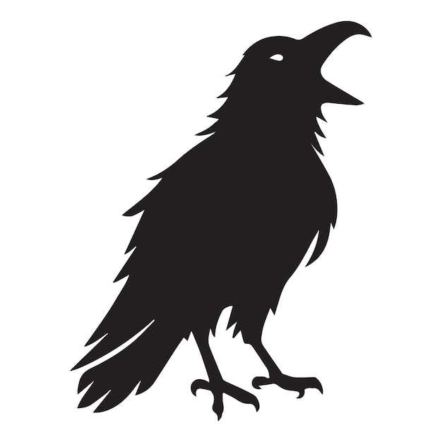 Vector a raven bird silhouette raven clipart vector illustration in black and white