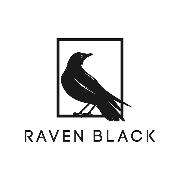 Raven crow black silhouette elegance logo inspiration vector