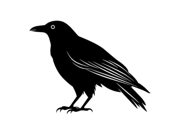 Raven and Crow Silhouette Vector Set Spooky Gothic Bird Clipart for Halloween Dark Aesthetic