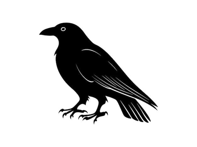 Raven and Crow Silhouette Vector Set Spooky Gothic Bird Clipart for Halloween Dark Aesthetic