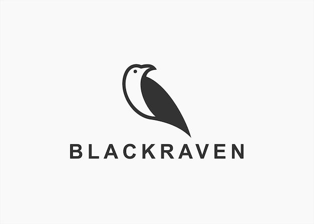 raven logo design vector silhouette illustration