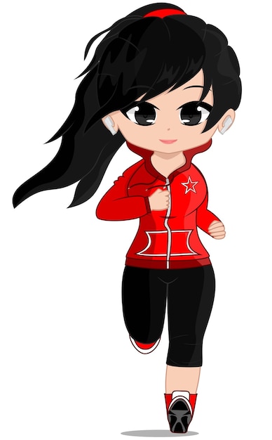 RavenHaired Girl Jogging