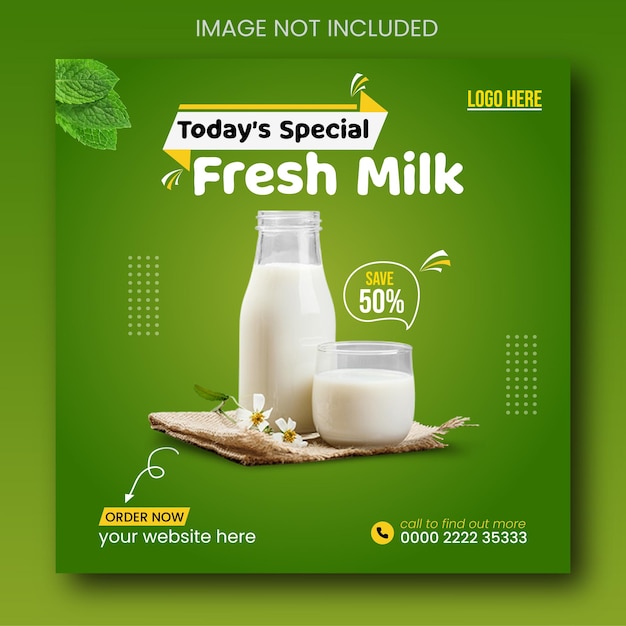 Raw milk best product black Friday sale social media Instagram post template design