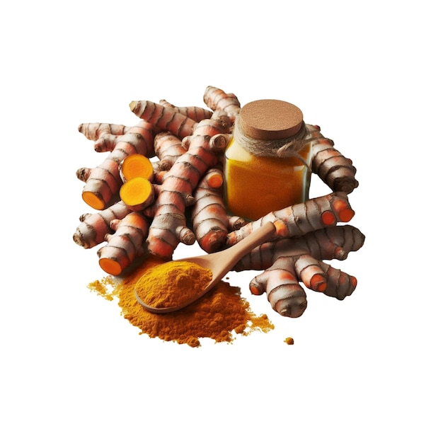 Vector raw turmeric roots vector