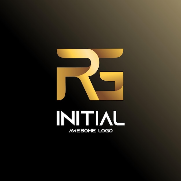 RD initial logo vintage gold gradient vector