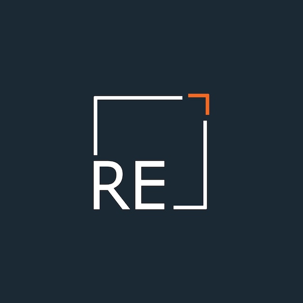 Vector re initial monogram logo with square style design