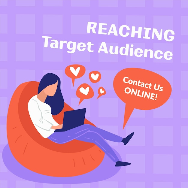 Reaching target audience contact us online vector