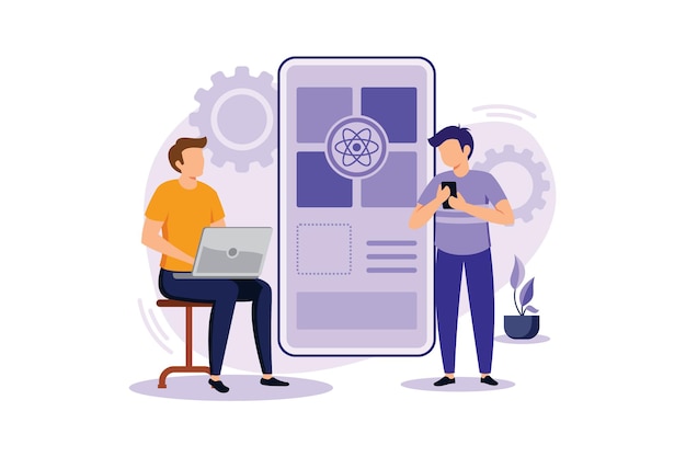 React native mobile app flat modern design illustration