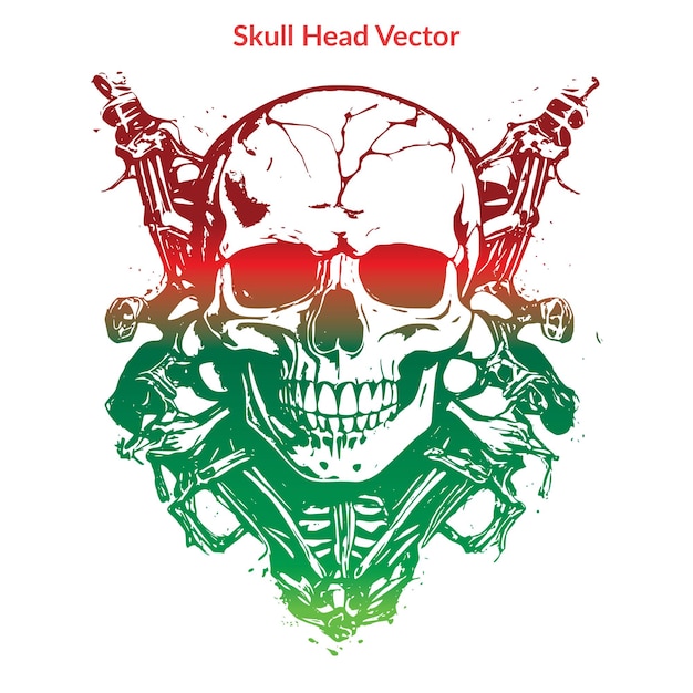 READ GREEN MIX Skull Head Vector