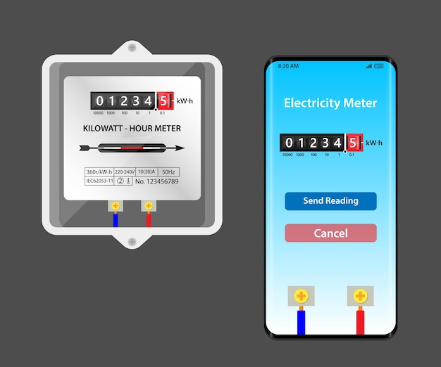 Reading of Electric Meter send online Illustration