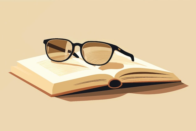 Reading glasses on open book