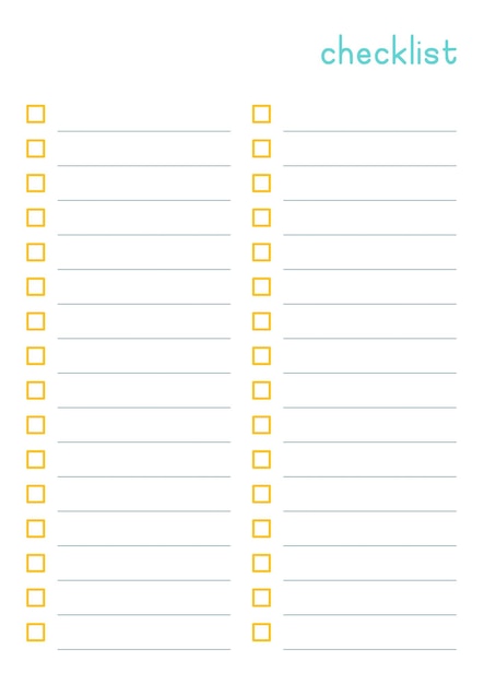 Ready to Print Checklist with Square Bullets