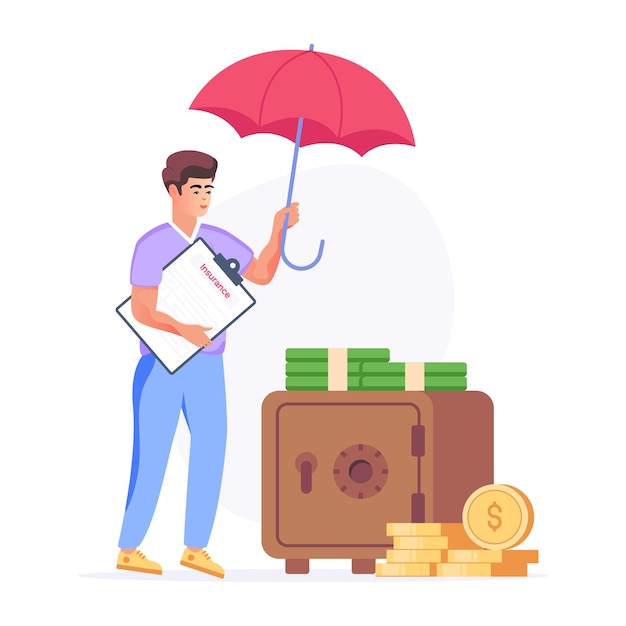 Ready to use flat illustration of money insurance