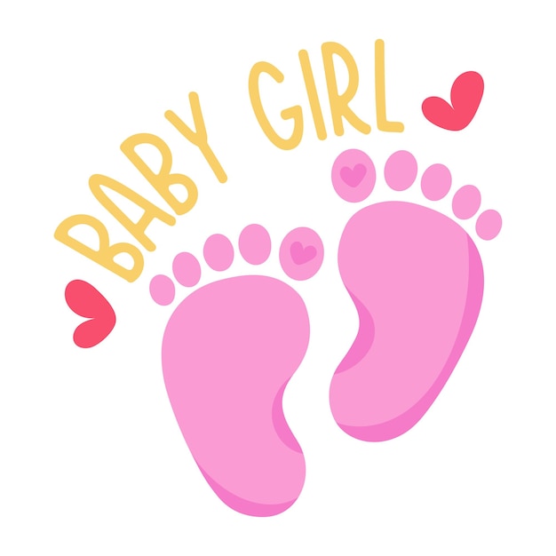 Ready to use flat sticker of baby footprints