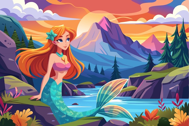 Real beautiful mermaid in mountains