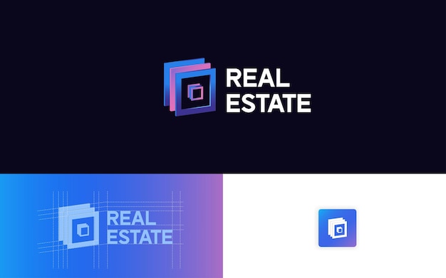 Real Estate 3d Gradient logo template. Use for web, tech companies, corporate, business. Real Estate