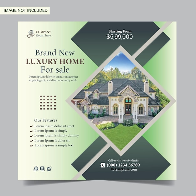 Vector real estate ads template, corporate colorful real estate social media post template,