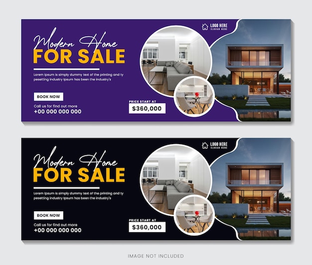 Real estate agency house sale social media cover web banner template