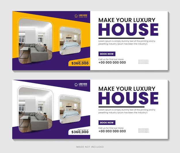 Real estate agency house sale social media cover web banner template