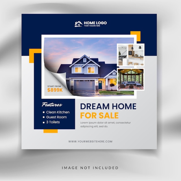 Real estate agency square social media banner promotion post templates