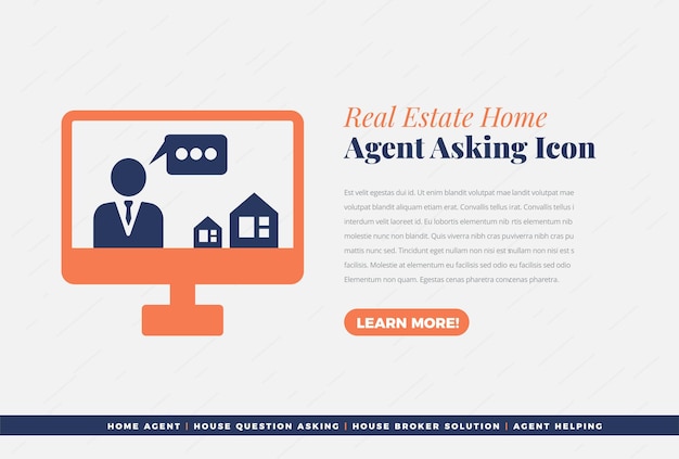 Real Estate Agent Asking Icon or Home Property and Housing Building icon design