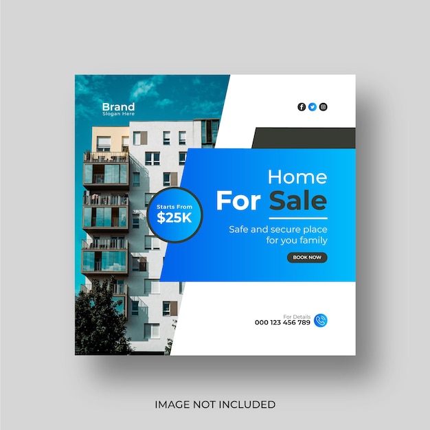 Real estate apartment and house for sale instagram post template