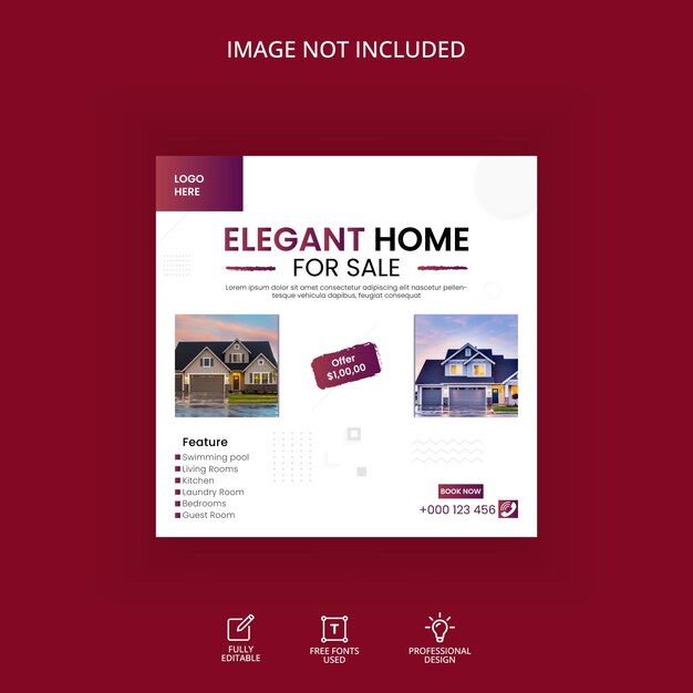 Vector real estate banner social media post illustration