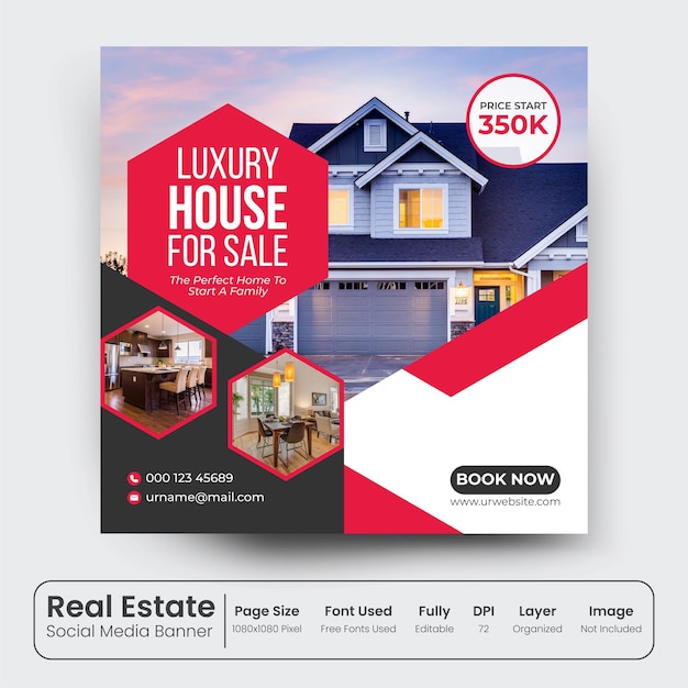 Real Estate banner template Design With square shapes