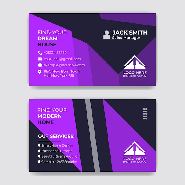 Real estate business card design with visiting template