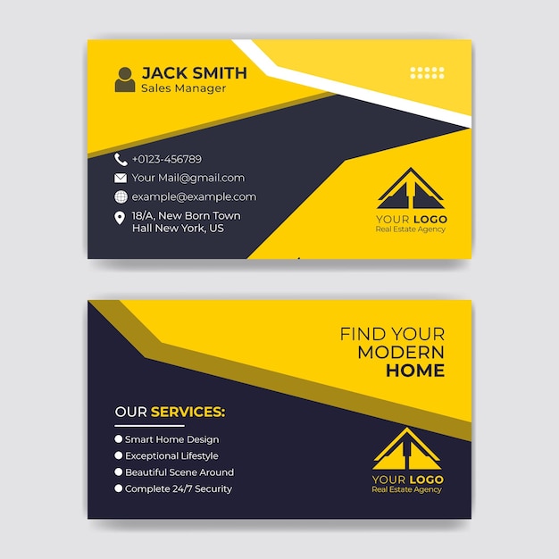 Real estate business card design with visiting template