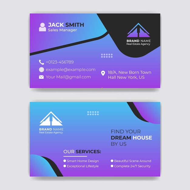 Real estate business card design with visiting template