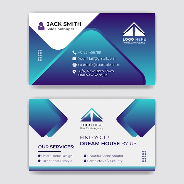 Real estate business card design with visiting template