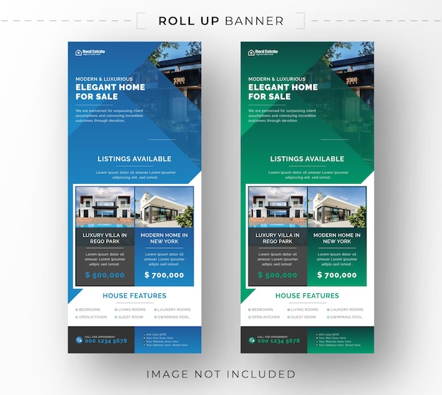 Real estate business roll up banner stand presentation design