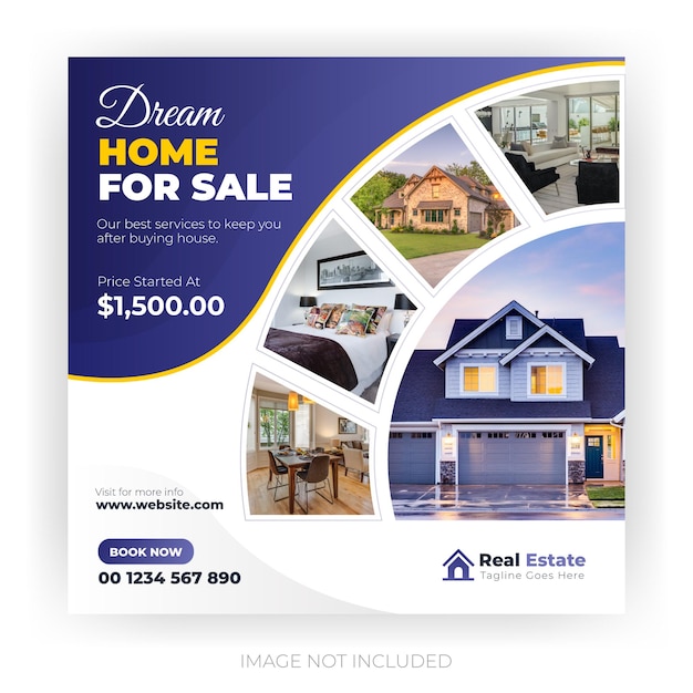 Real estate business social media post banner and flyer template