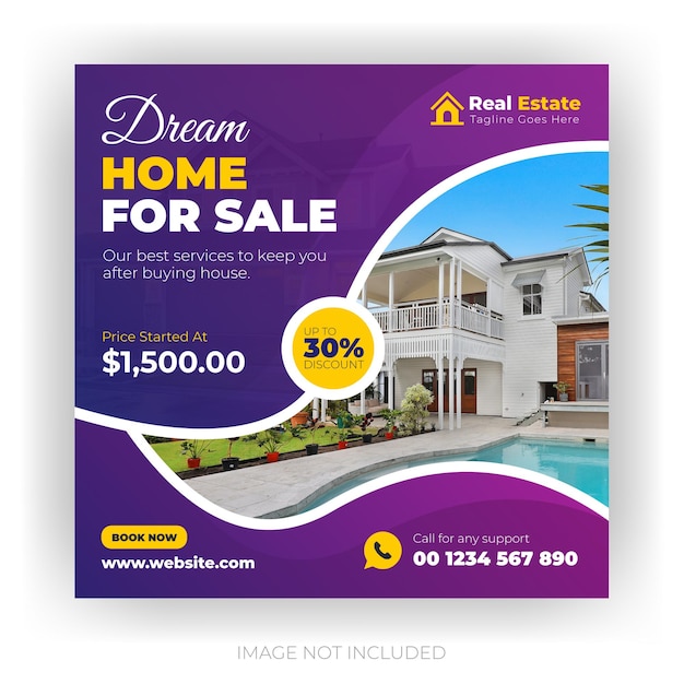 Real estate business social media post banner and flyer template