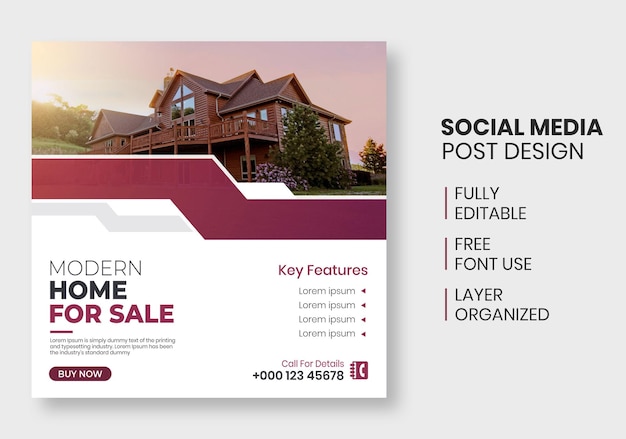 Real estate business social media post and instagram square flyer template design